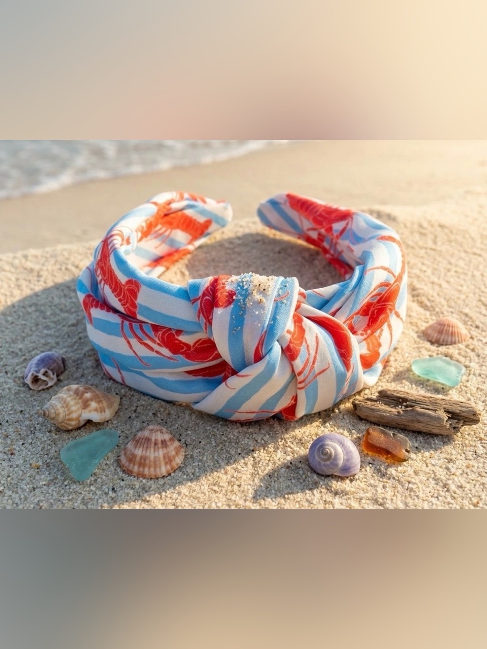 🆕 Striped Blue & Coral Knot Headband 🦞